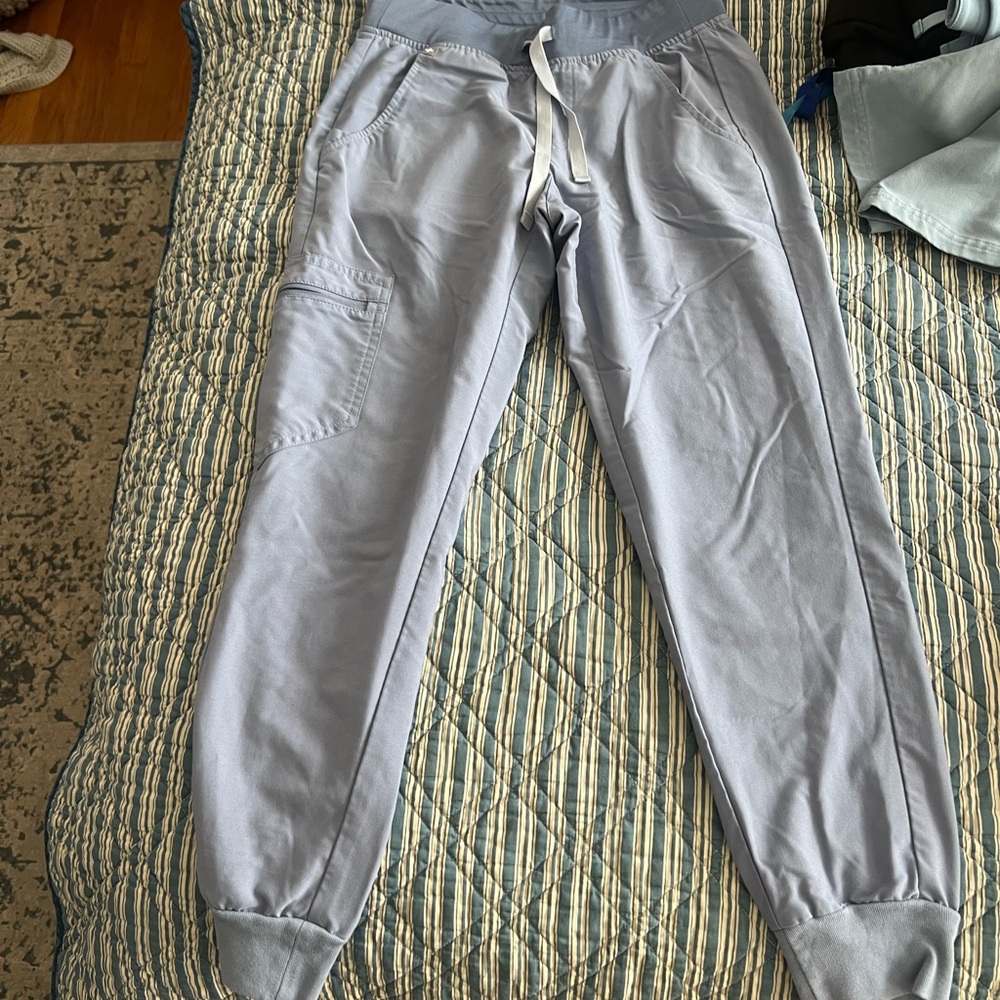 Figs Vapor Blue Space Dye Zamora Petite Technical Jogger Pants XS